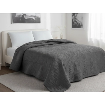 Narzuta 220x240 welurowa grafitowa tłoczona gruba NP03